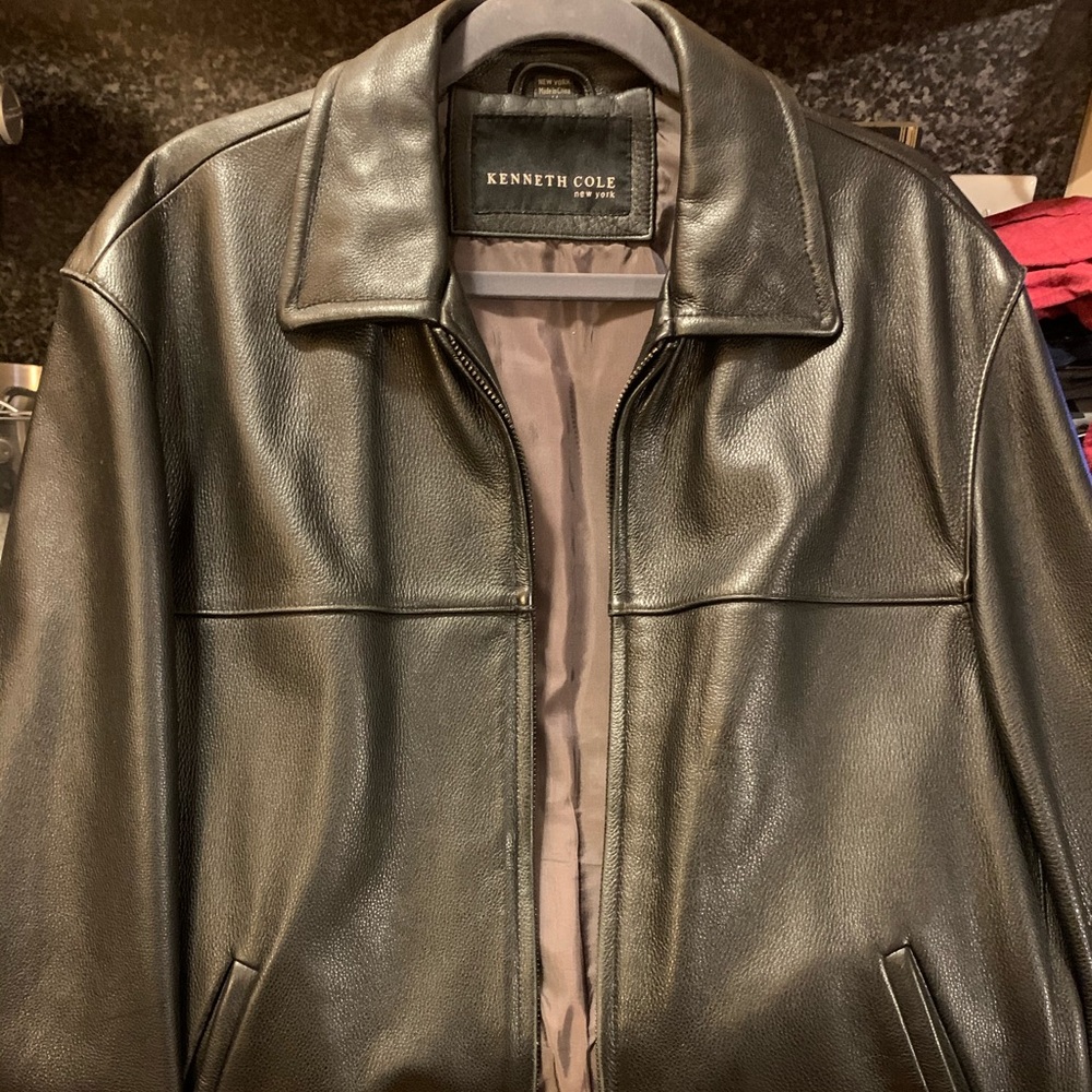 black leather jacket  Keneth cole
